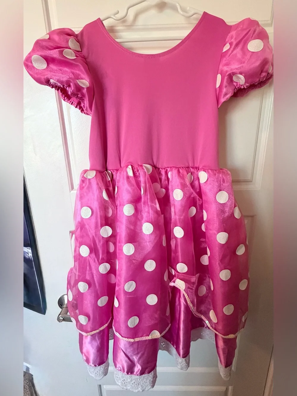 Disney Pink Polka Dot Party Dress with White Collar & Bow
